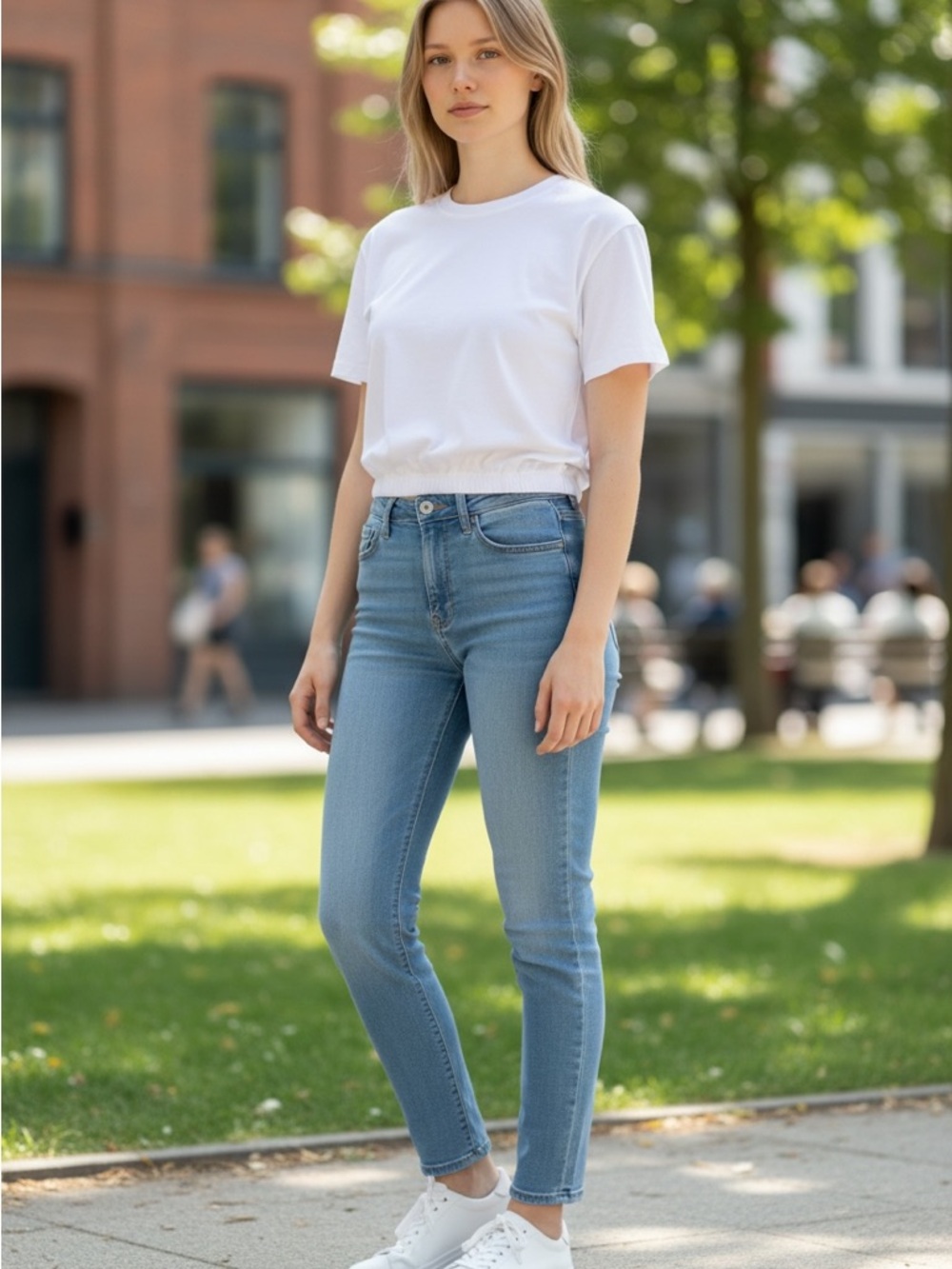 Wild Fable White Cropped Tee | Elastic Hem | Size Large